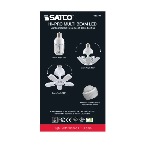40 Watt LED HID Replacement - 5000K - Mogul extended base - Adjustable Beam Angle - Type B Ballast Bypass -100-277 Volt - Image 6