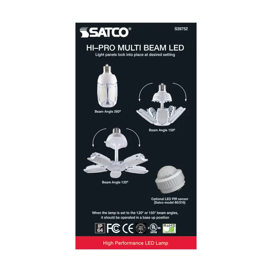 60 Watt LED HID Replacement - 5000K - Mogul extended base - Adjustable Beam Angle - Type B Ballast Bypass -100-277 Volt - Image 5