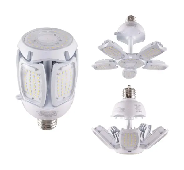 The SATCO 75W, HID replacement LED lamp offers natural light, optional add on sensor, and an adjustable(120, 150, 260) beam spread. The lamp features built in surge Protection with a mogul extended base. Suitable for outdoor pole lamps, this high lumen lamp provides superior illumination.