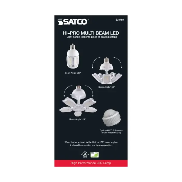 75 Watt LED HID Replacement - 5000K - Mogul Extended base - Adjustable Beam Angle - Type B Ballast Bypass -100-277 Volt - Image 6