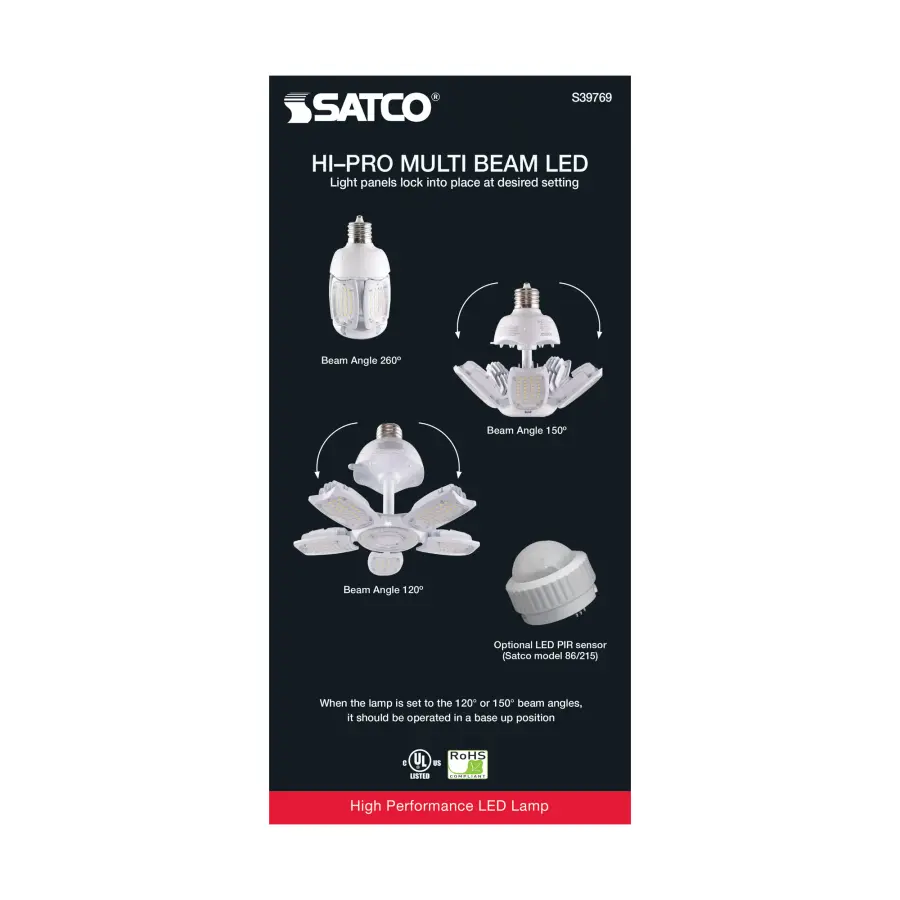75 Watt LED HID Replacement - 5000K - Mogul Extended base - Adjustable Beam Angle - Type B Ballast Bypass -100-277 Volt - Image 6