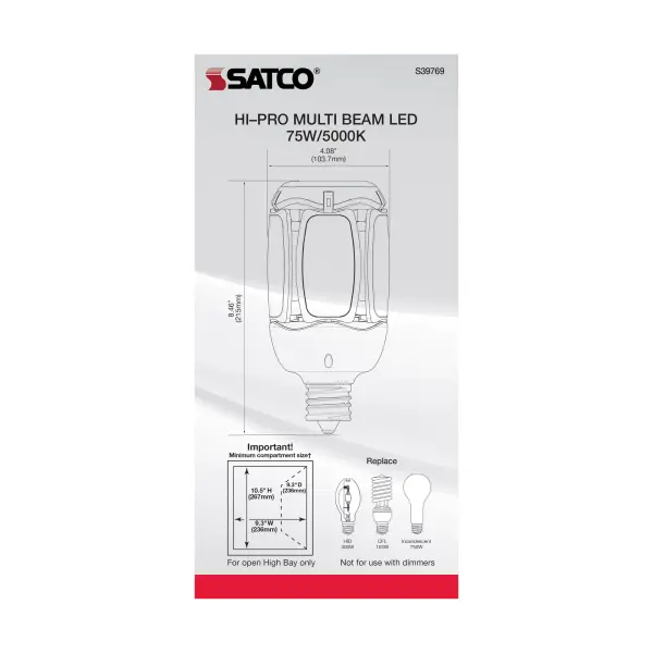 75 Watt LED HID Replacement - 5000K - Mogul Extended base - Adjustable Beam Angle - Type B Ballast Bypass -100-277 Volt - Image 7