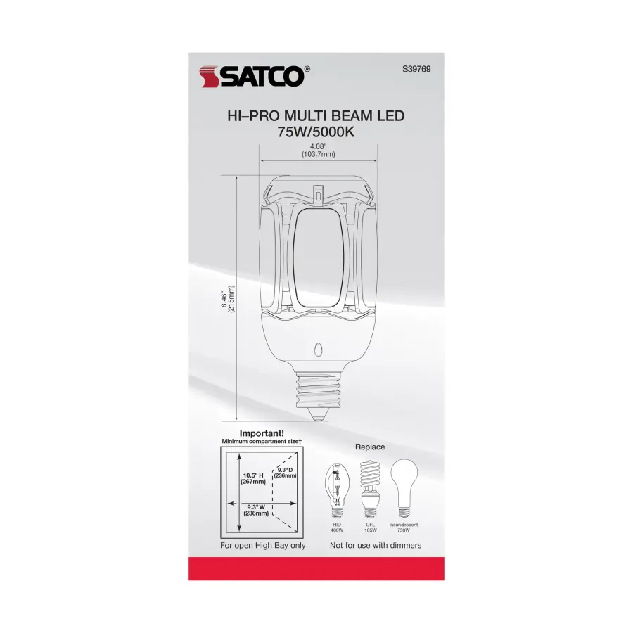 75 Watt LED HID Replacement - 5000K - Mogul Extended base - Adjustable Beam Angle - Type B Ballast Bypass -100-277 Volt - Image 7