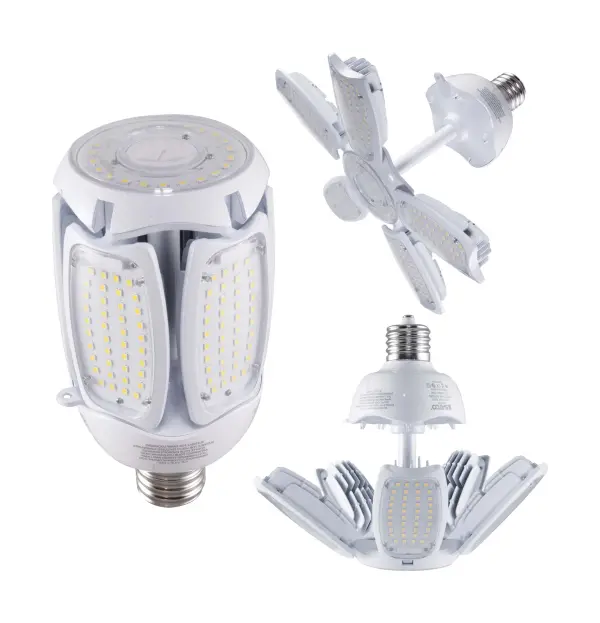The third generation of multibeam lamps offer improved efficiency, performance, and installation versatility. With an impressive 140 lumens per watt, a redesigned and more efficient heat sink, and an optional PIR motion sensor, the multibeam grabs more energy-saving than ever. The unique adjustable light panels allow for installation at beam angles of 260, 150 or 120 degrees. The panels may be adjusted individually in any direction for maximum beam control. The GEN3 multibeam is part of Satco's robust line of commercial multibeam lamps.