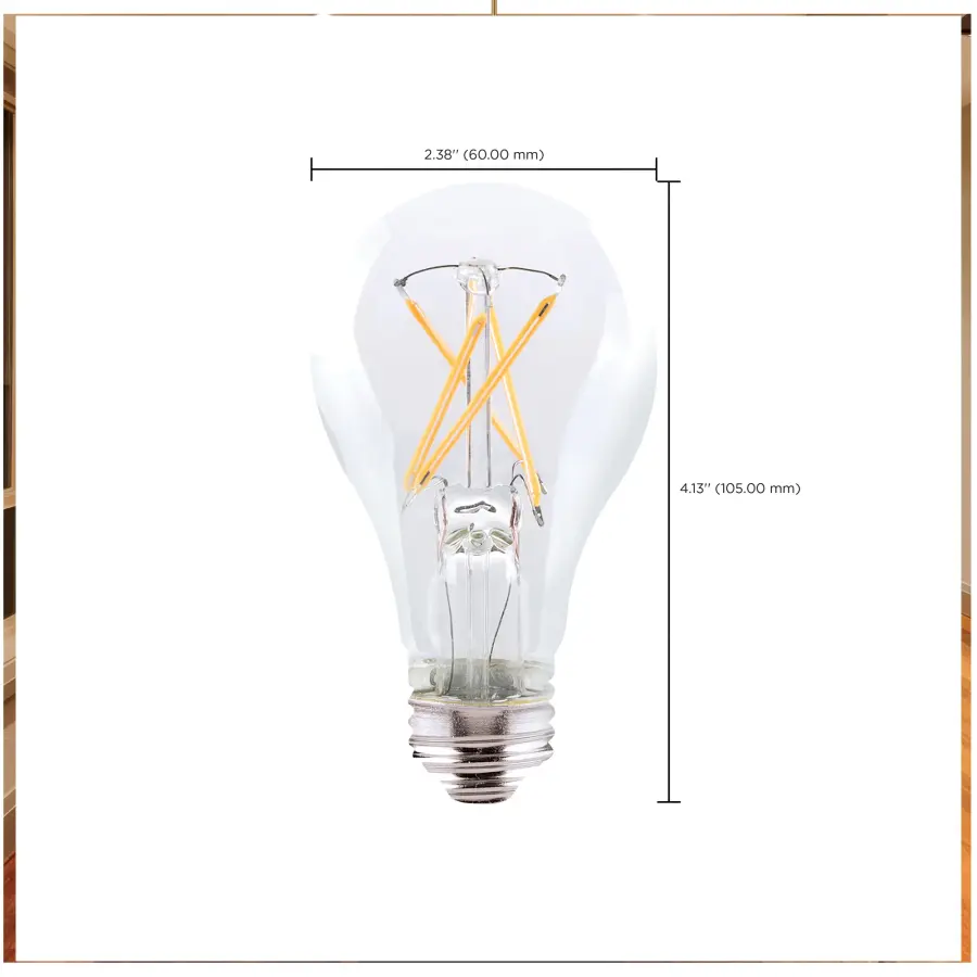 8 Watt A19 LED Filament - Clear Finish - Medium base - 2700K - 120 Volt - Image 8