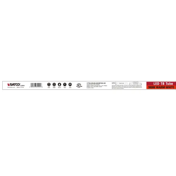 17 Watt T8 LED - 4Ft - 3000K - Medium Bi Pin base - 50000 Average rated hours - 2100 Lumens - Type B - Ballast Bypass - Single or Double Ended Wiring - Image 7