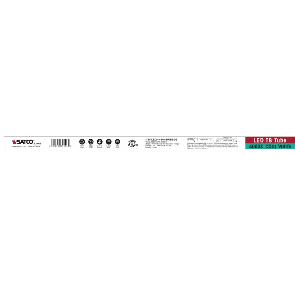 17 Watt T8 LED - 4Ft - 4000K - Medium Bi Pin base - 50000 Average rated hours - 2200 Lumens - Type B - Ballast Bypass - Single or Double Ended Wiring - Image 7