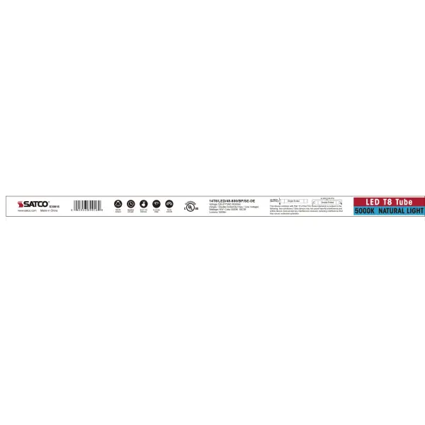 14 Watt T8 LED - 4Ft - 5000K - Medium Bi Pin base - 50000 Average rated hours - 1800 Lumens - Type B - Ballast Bypass - Single or Double Ended Wiring - Image 7