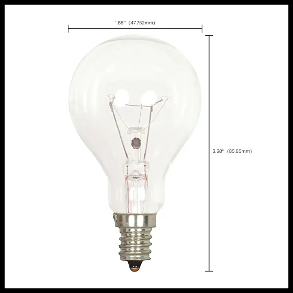 40 Watt A15 Incandescent - Clear - Appliance Lamp - 1000 Average rated hours - 420 Lumens - Candelabra base - 130 Volt - Image 9