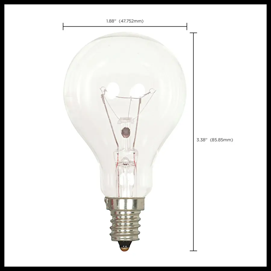 40 Watt A15 Incandescent - Clear - Appliance Lamp - 1000 Average rated hours - 420 Lumens - Candelabra base - 130 Volt - Image 9