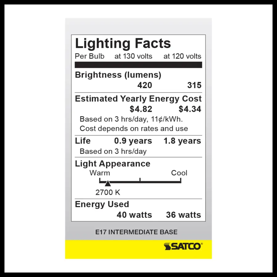 40 Watt A15 Incandescent - Clear - Appliance Lamp - 1000 Average rated hours - 420 Lumens - Intermediate base - 130 Volt - Image 6