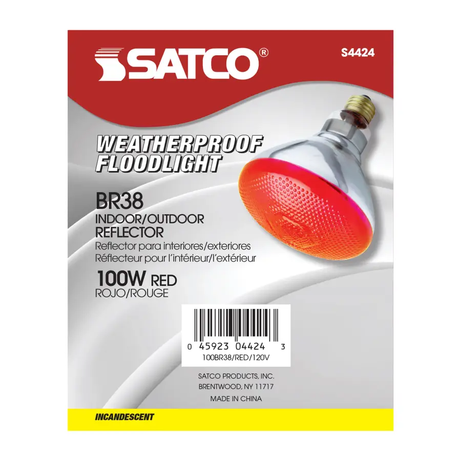 100 Watt BR38 Incandescent - Red - 2000 Average rated hours - Medium base - 120 Volt - Image 3
