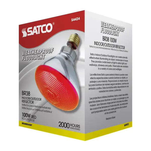 100 Watt BR38 Incandescent - Red - 2000 Average rated hours - Medium base - 120 Volt - Image 6