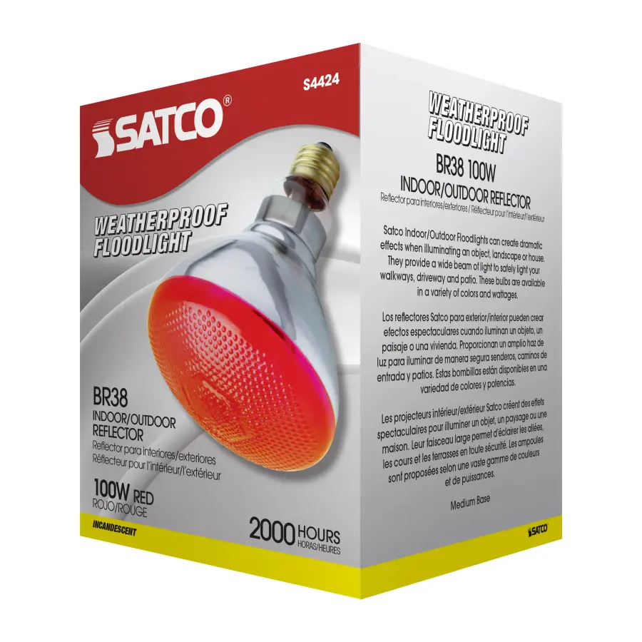 100 Watt BR38 Incandescent - Red - 2000 Average rated hours - Medium base - 120 Volt - Image 6