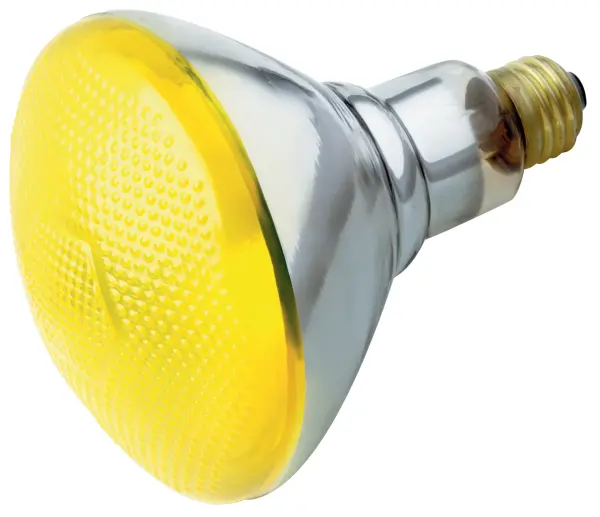 100 Watt BR38 Incandescent - Yellow - 2000 Average rated hours - Medium base - 120 Volt