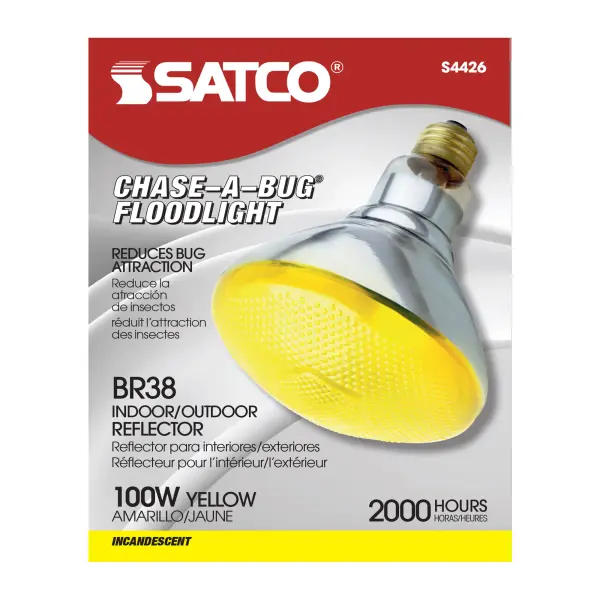 100 Watt BR38 Incandescent - Yellow - 2000 Average rated hours - Medium base - 120 Volt - alternate view