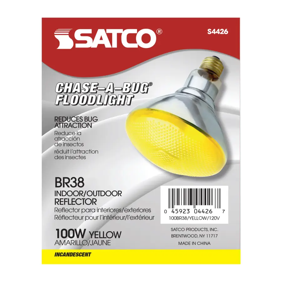 100 Watt BR38 Incandescent - Yellow - 2000 Average rated hours - Medium base - 120 Volt - Image 3