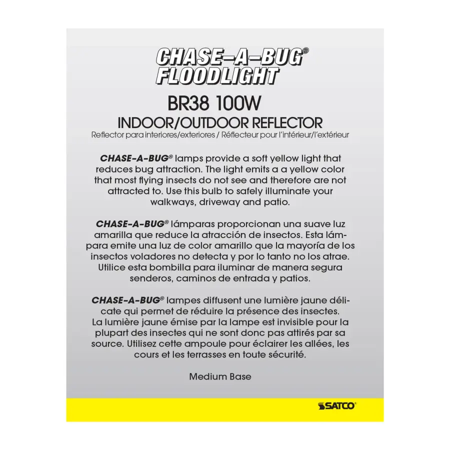 100 Watt BR38 Incandescent - Yellow - 2000 Average rated hours - Medium base - 120 Volt - Image 4