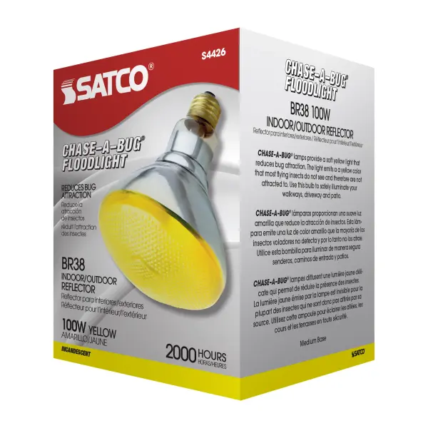 100 Watt BR38 Incandescent - Yellow - 2000 Average rated hours - Medium base - 120 Volt - Image 6