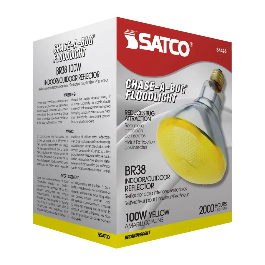 100 Watt BR38 Incandescent - Yellow - 2000 Average rated hours - Medium base - 120 Volt - Image 7