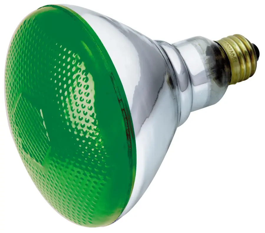 100 Watt BR38 Incandescent - Green - 2000 Average rated hours - Medium base - 120 Volt - Image 1