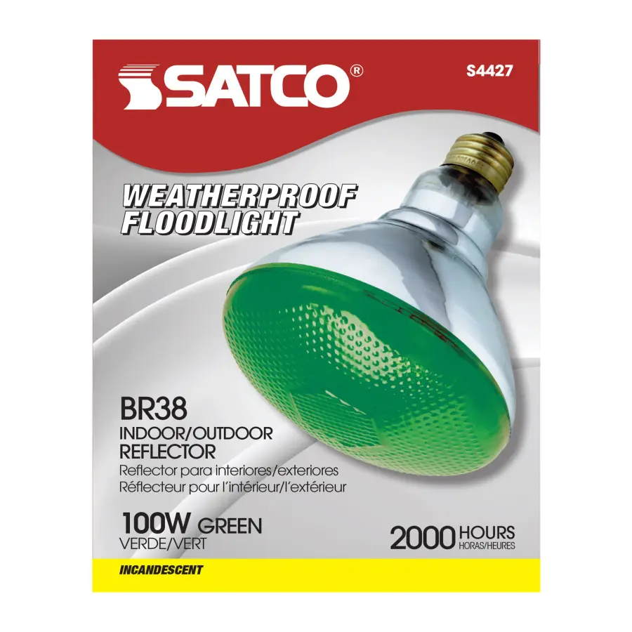 100 Watt BR38 Incandescent - Green - 2000 Average rated hours - Medium base - 120 Volt - Image 2