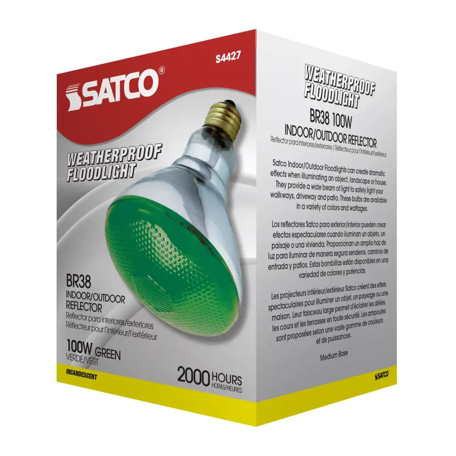100 Watt BR38 Incandescent - Green - 2000 Average rated hours - Medium base - 120 Volt - Image 6