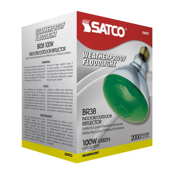 100 Watt BR38 Incandescent - Green - 2000 Average rated hours - Medium base - 120 Volt - Image 7