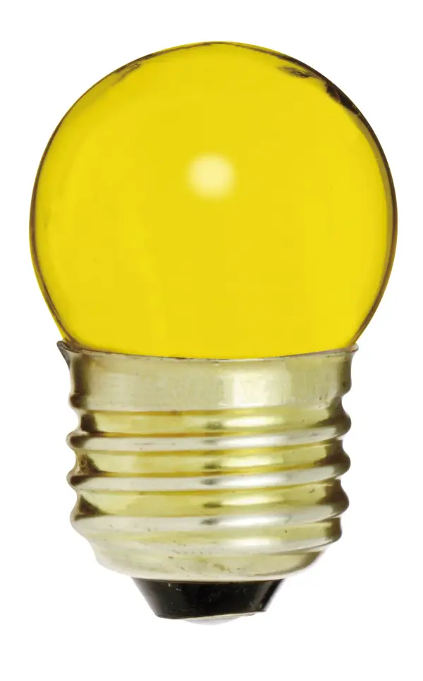 7.5 Watt S11 Incandescent - Ceramic Yellow - 2500 Average rated hours - Medium base - 120 Volt - Carded