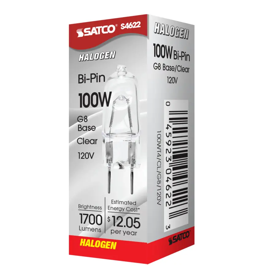 100 Watt - Halogen - T4 - Clear - 2000 Average rated hours - 1700 Lumens - Bi Pin G8 base - 120 Volt - Image 6
