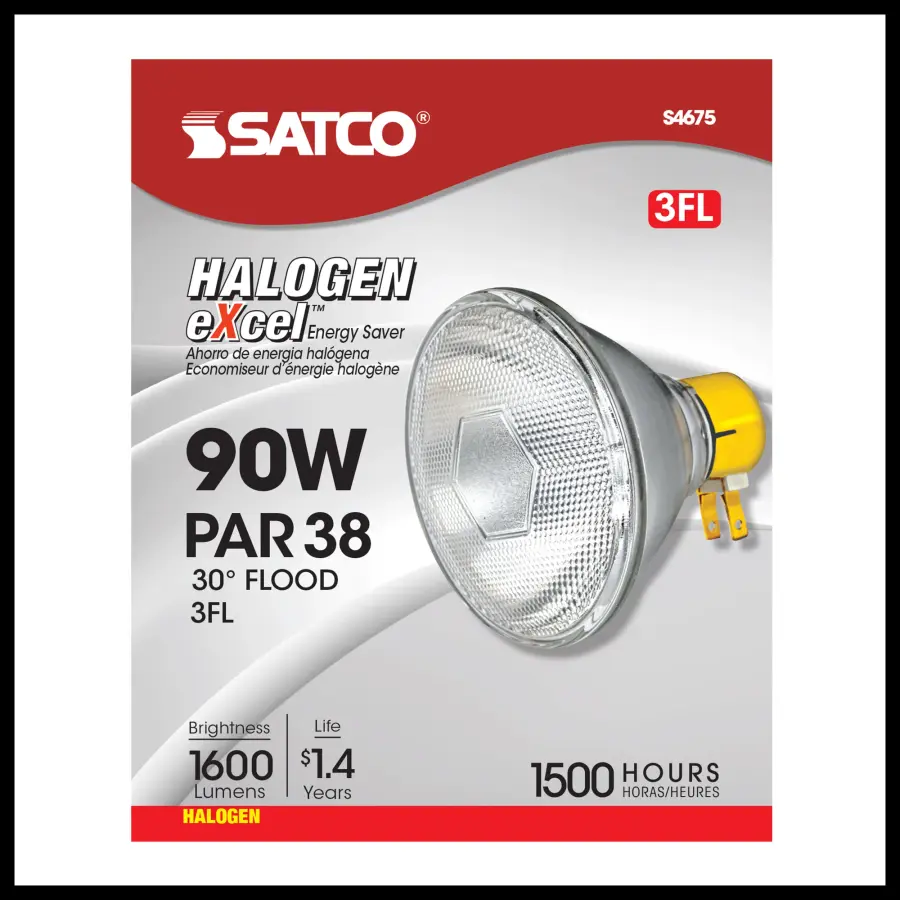90 Watt - Halogen - PAR38 - Clear - 2500 Average rated hours - 1310 Lumens - Medium Side Prong base - 120 Volt - Image 3