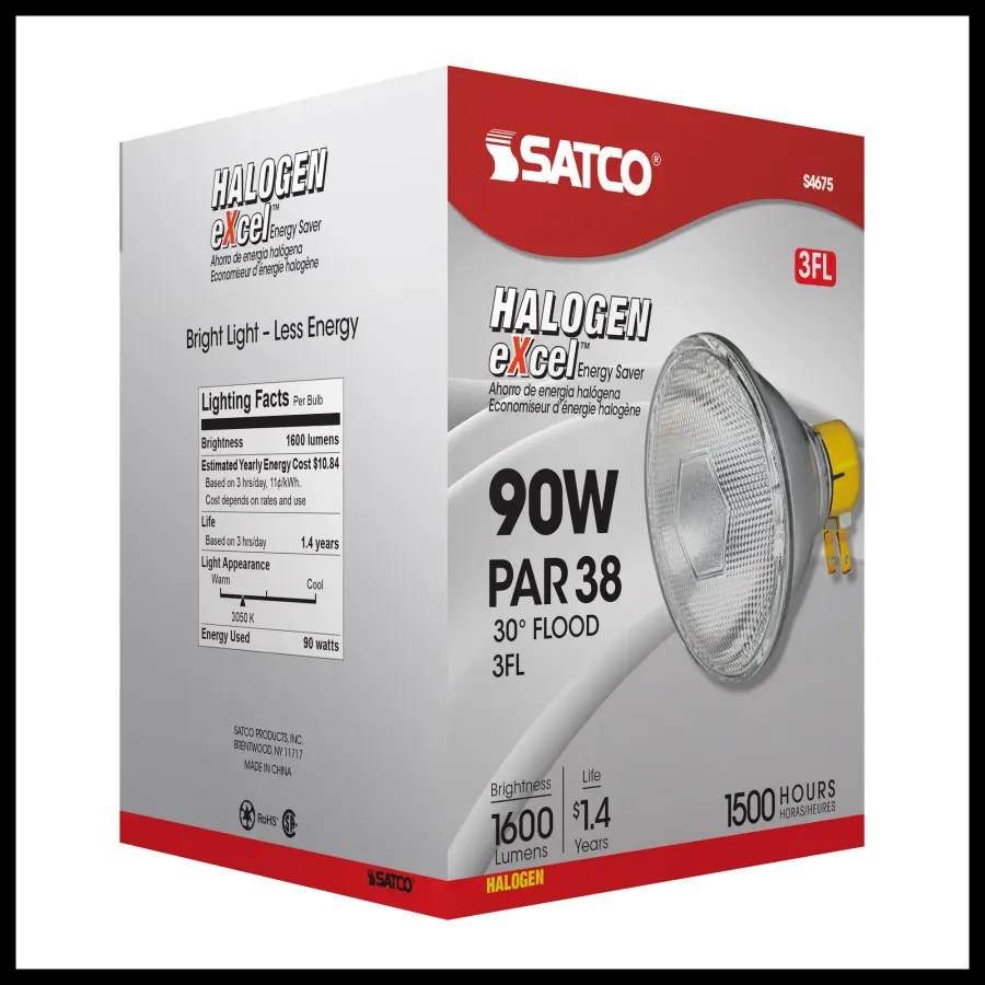 90 Watt - Halogen - PAR38 - Clear - 2500 Average rated hours - 1310 Lumens - Medium Side Prong base - 120 Volt - Image 8