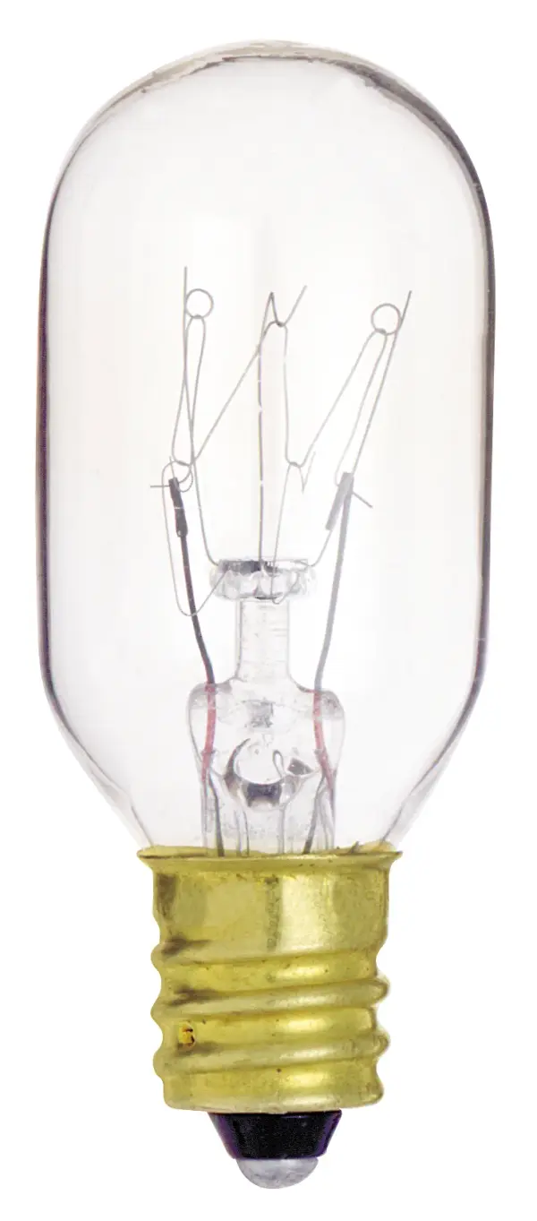 15 Watt T7 Incandescent - Clear - 2500 Average rated hours - 95 Lumens - Candelabra base - 130 Volt - Carded