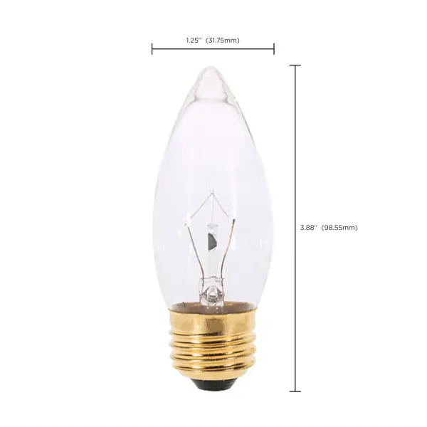 40 Watt B10 Incandescent - Clear - 2000 Average rated hours - 300 Lumens - Medium base - 120 Volt - 2-Card - Image 4