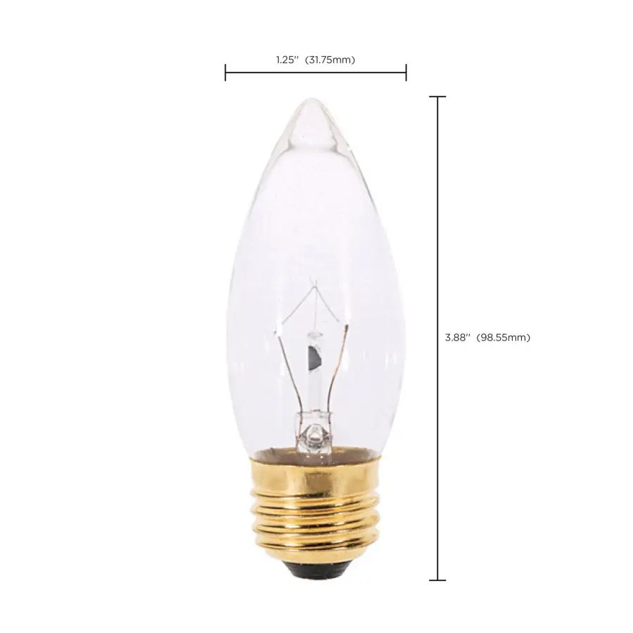 40 Watt B10 Incandescent - Clear - 2000 Average rated hours - 300 Lumens - Medium base - 120 Volt - 2-Card - Image 4