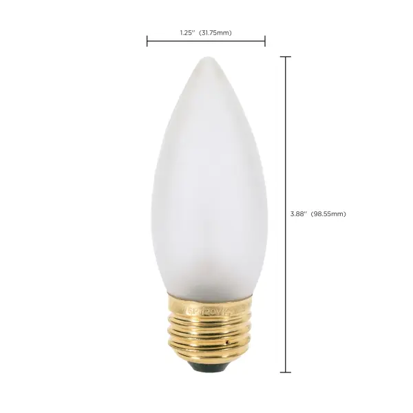 40 Watt B10 Incandescent - Frost - 2000 Average rated hours - 300 Lumens - Medium base - 120 Volt - 2-Card - Image 4
