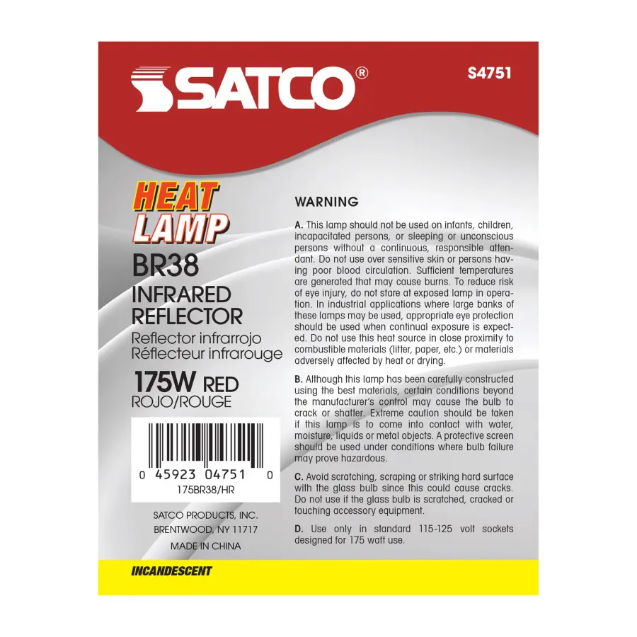 175 Watt BR38 Incandescent - Red Heat - 5000 Average rated hours - Medium base - 120 Volt - Image 3