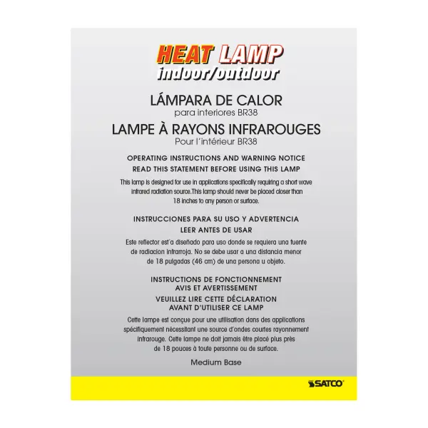 175 Watt BR38 Incandescent - Red Heat - 5000 Average rated hours - Medium base - 120 Volt - Image 4