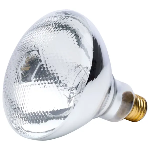 SATCO NUVO offers a full line of incandescent heat lamps, providing a reliable and versatile heating solution designed to generate focused heat for a variety of applications. With four unique shapes to choose from-PAR38, BR38, R40, and BR40-these lamps combine functionality and performance to meet diverse needs. Featuring a standard E26 medium base and operating at 120 volts, they emit a comforting glow that's perfect for maintaining warmth. Available in both red and clear finishes, select models are enhanced with a shatterproof coating for added safety and durability. Engineered to emit infrared radiation, these heat lamps excel at providing targeted heat, making them ideal for keeping poultry and piglets warm in brooders, maintaining food at serving temperatures, or adding comfort to bathrooms. Their practical design and dependable performance make them an excellent choice for agricultural, commercial, and residential settings alike.