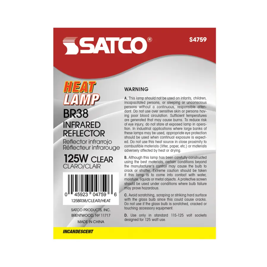 125 Watt BR38 Incandescent - Clear Heat - Medium Base - 120 Volt - Image 3