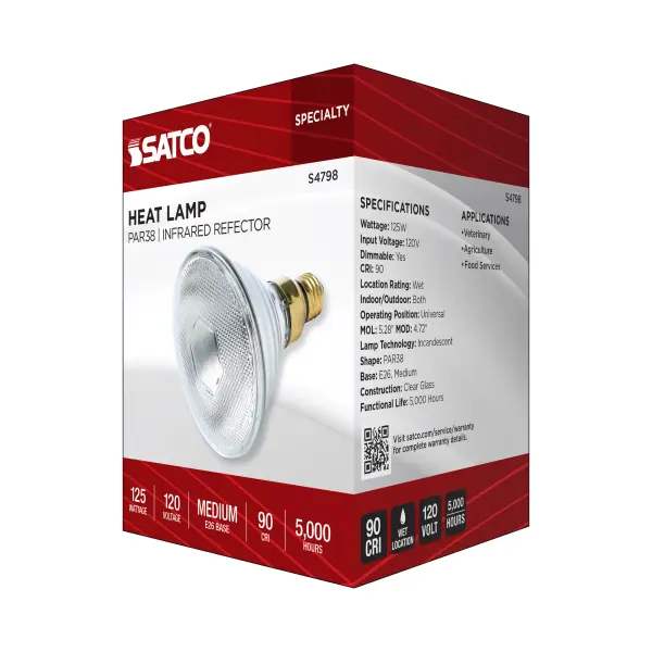 125 Watt PAR38 Incandescent - Clear Heat - Medium Base - Weatherproof - 120 Volt - Image 7