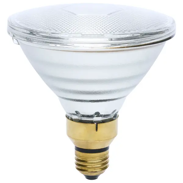 SATCO NUVO offers a full line of incandescent heat lamps, providing a reliable and versatile heating solution designed to generate focused heat for a variety of applications. With four unique shapes to choose from-PAR38, BR38, R40, and BR40-these lamps combine functionality and performance to meet diverse needs. Featuring a standard E26 medium base and operating at 120 volts, they emit a comforting glow that's perfect for maintaining warmth. Available in both red and clear finishes, select models are enhanced with a shatterproof coating for added safety and durability. Engineered to emit infrared radiation, these heat lamps excel at providing targeted heat, making them ideal for keeping poultry and piglets warm in brooders, maintaining food at serving temperatures, or adding comfort to bathrooms. Their practical design and dependable performance make them an excellent choice for agricultural, commercial, and residential settings alike. - alternate view