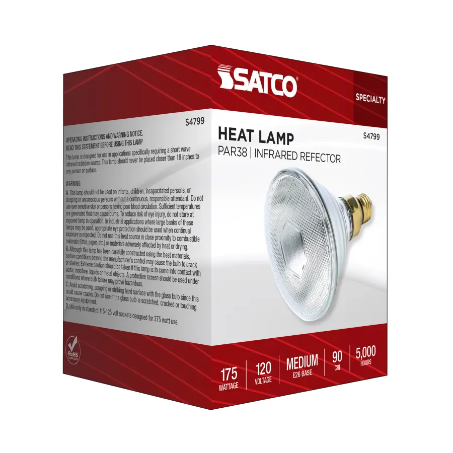 175 Watt PAR38 Incandescent - Clear Heat - Medium Base - Weatherproof - 120 Volt - Image 8