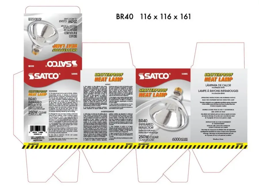 250 Watt R40 Incandescent - Clear Heat - 6000 Average rated hours - Medium base - 120 Volt - Shatter Proof - Image 5