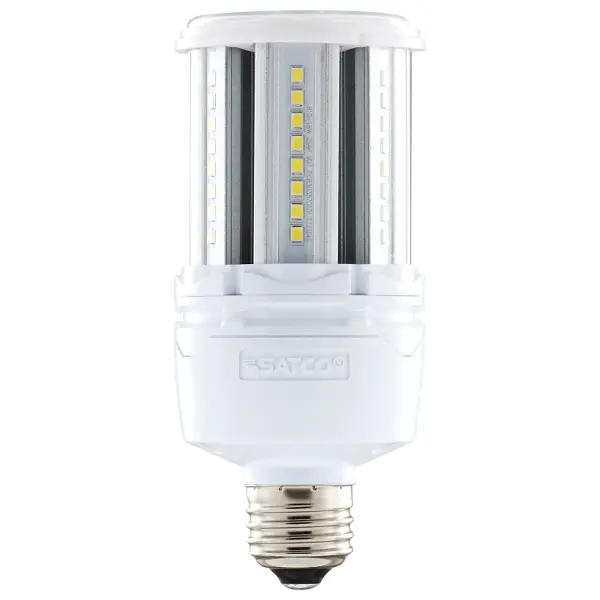 Satco's 18-watt Hi-Pro LED lamp is an energy efficient lighting solution for large scale lighting applications. Perfect for gymnasiums, factory floors, health clubs, and warehouses, this lamp is designed to deliver clean, efficient LED light. This versatile lamp has a corncob shape and delivers 35,000 hours of natural white light.