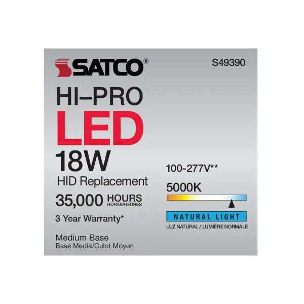 18 Watt LED HID Replacement - 80 CRI - 5000K - Type B - Ballast Bypass - Medium base - Economy Hi-Pro - Image 11