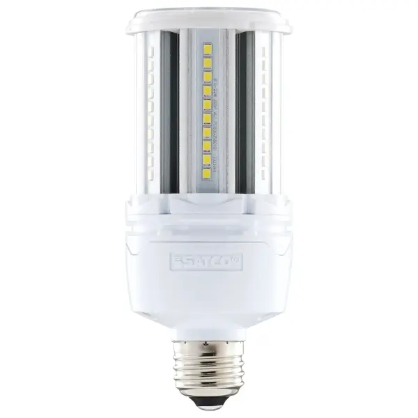 Satco's 22-watt Hi-Pro LED lamp is an energy efficient lighting solution for large scale lighting applications. Perfect for gymnasiums, factory floors, health clubs, and warehouses, this lamp is designed to deliver clean, efficient LED light. This versatile lamp has a corncob shape and delivers 35,000 hours of natural white light.