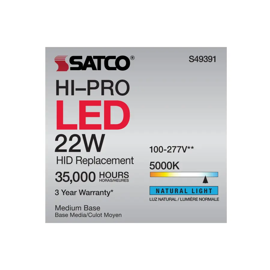 22 Watt LED HID Replacement - 80 CRI - 5000K - Type B - Ballast Bypass - Medium base - Economy Hi-Pro - Image 11