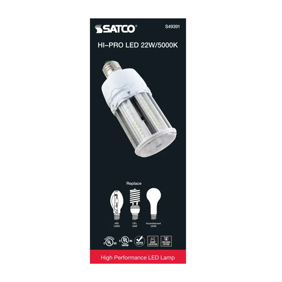 22 Watt LED HID Replacement - 80 CRI - 5000K - Type B - Ballast Bypass - Medium base - Economy Hi-Pro - Image 6