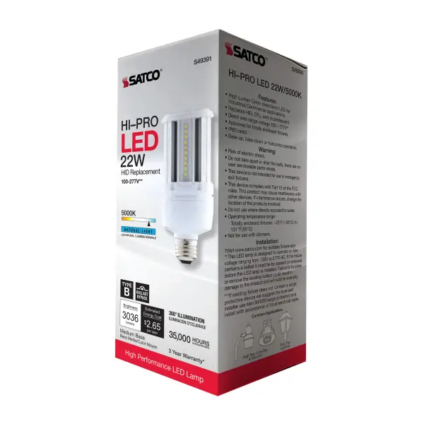 22 Watt LED HID Replacement - 80 CRI - 5000K - Type B - Ballast Bypass - Medium base - Economy Hi-Pro - Image 10
